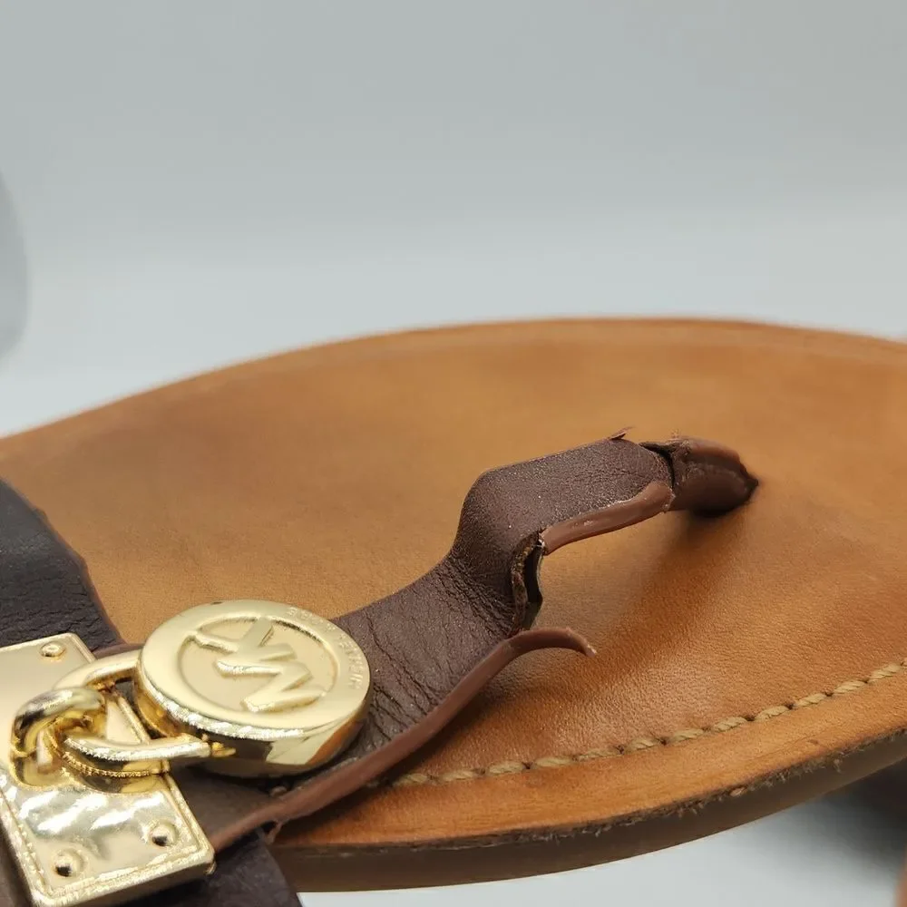 MICHAEL Michael Kors Hamilton Flat Slide Sandals - Walnut Java 9